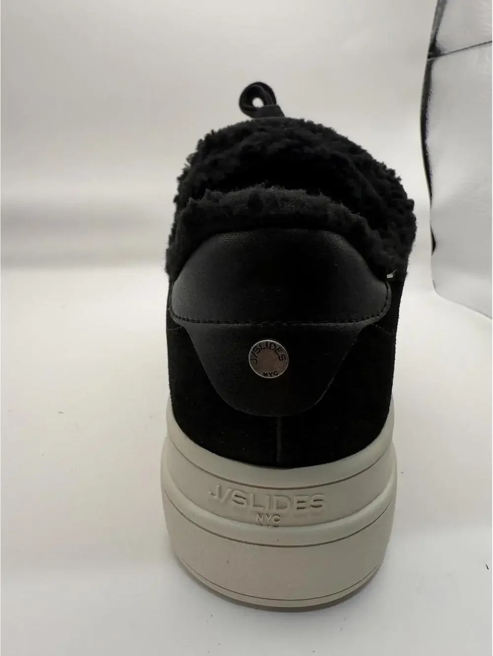 NEW JSlides Black Suede Women's Sneakers with Shearling Lining 7